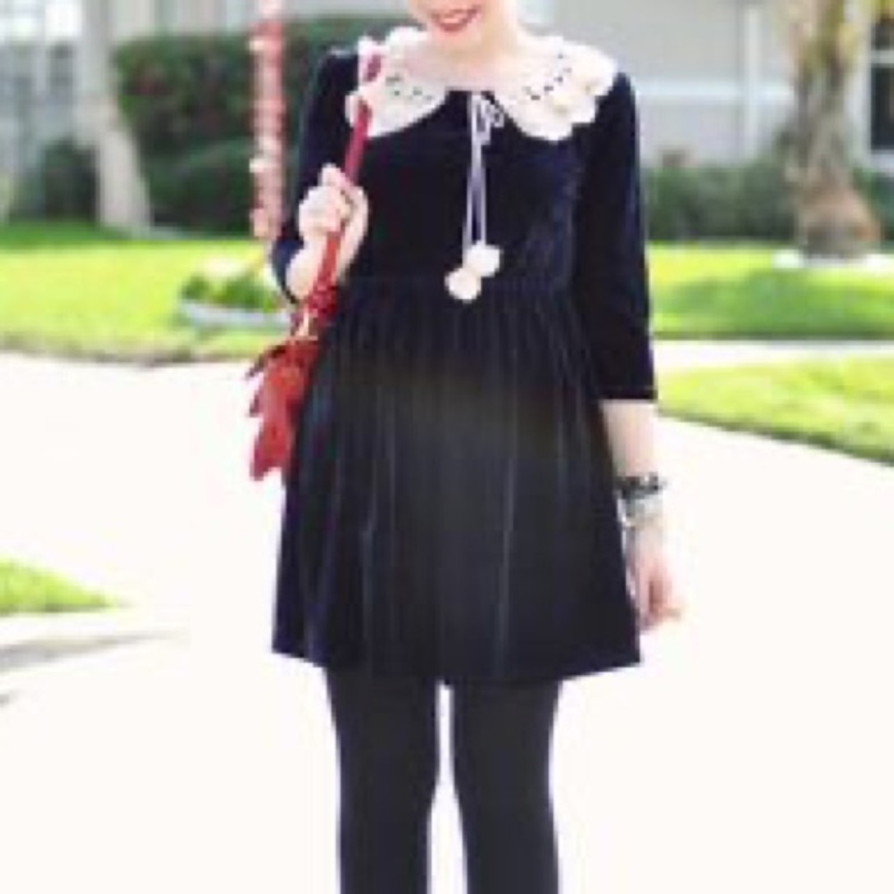 Miss Patina | London | Velvet Navy Blue Dress Size M/ L